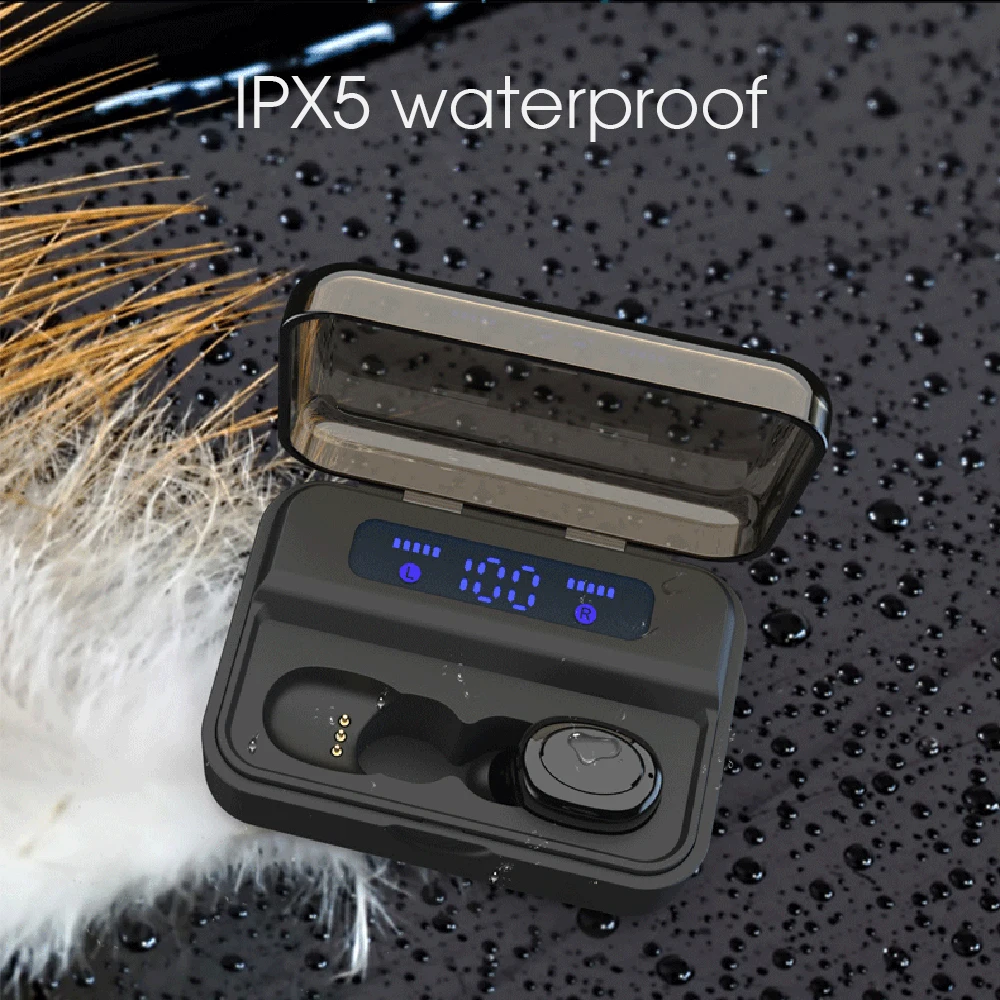 Стерео TWS Handsfree Bluetooth 5,0 гарнитура HIFI мини-наушники-вкладыши спортивные наушники для iOS/Android телефонов HD вызов 2000 мАч Внешний аккумулятор