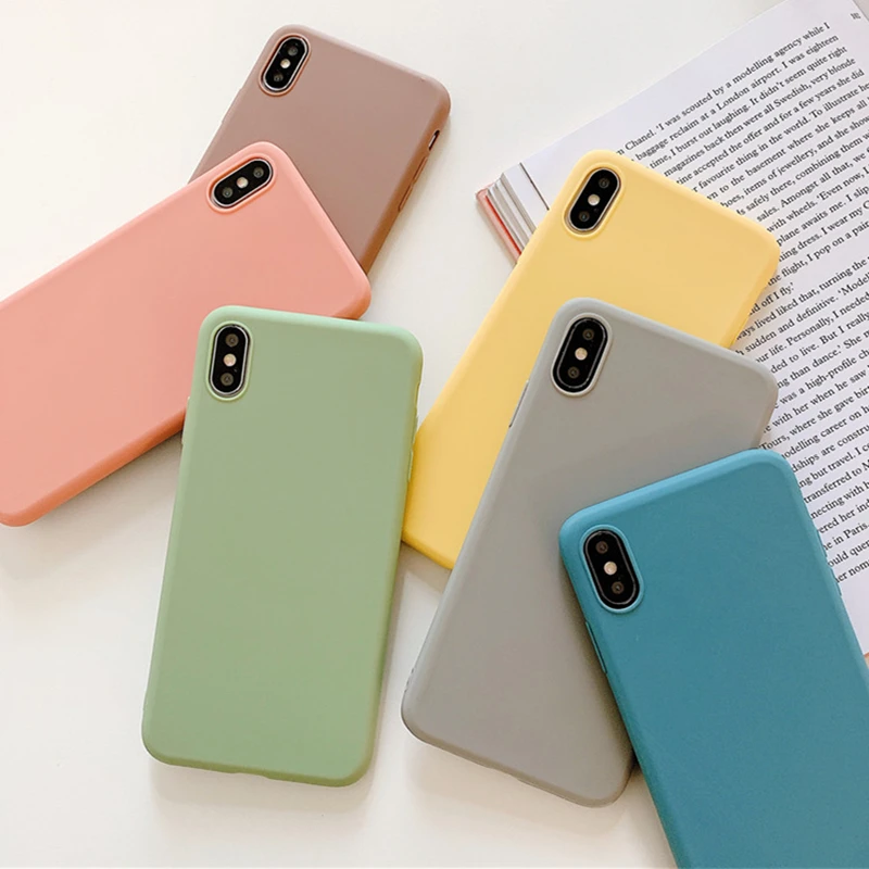 

Matte TPU Phone Case For iPhone 7 8 Plus 6 6S XR Soft Case For iPhone X XS On 5 5S SE 11 Pro Max Candy Color Silicon Back Cover