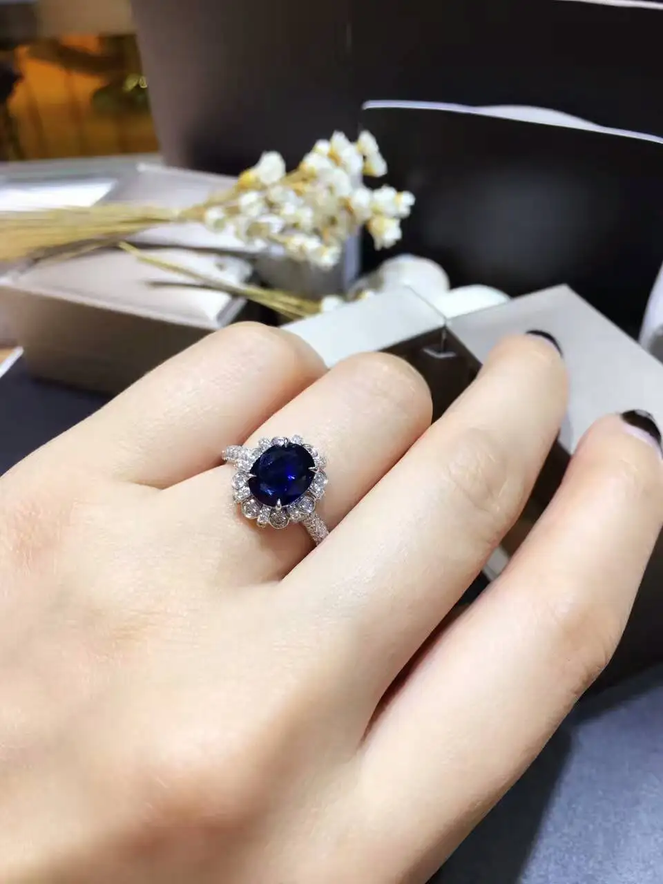 Принцесса Диана и Кейт Стиль кольцо с сапфиром 2.042ct+ 0.599ct 18K золото натуральный сапфир женское кольцо с алмазной установкой