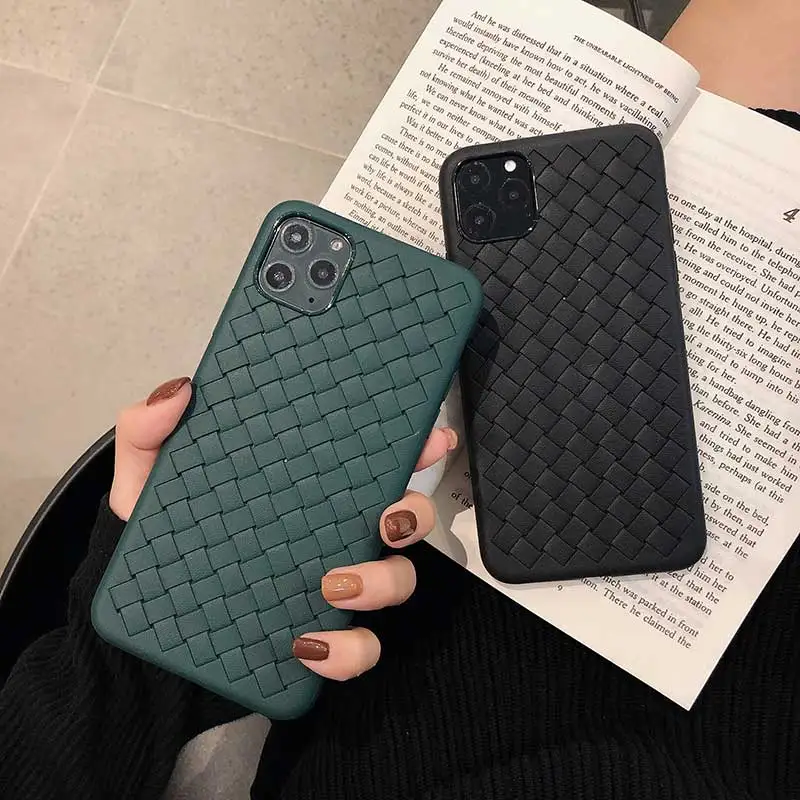 Ткацкий текстурный PU кожаный чехол для iphone 11 Pro Max apple 6 6s Plus 7 Plus 8 8Plus темно-зеленый чехол для телефона iphone XS Max X XR мягкий Coque Fundas