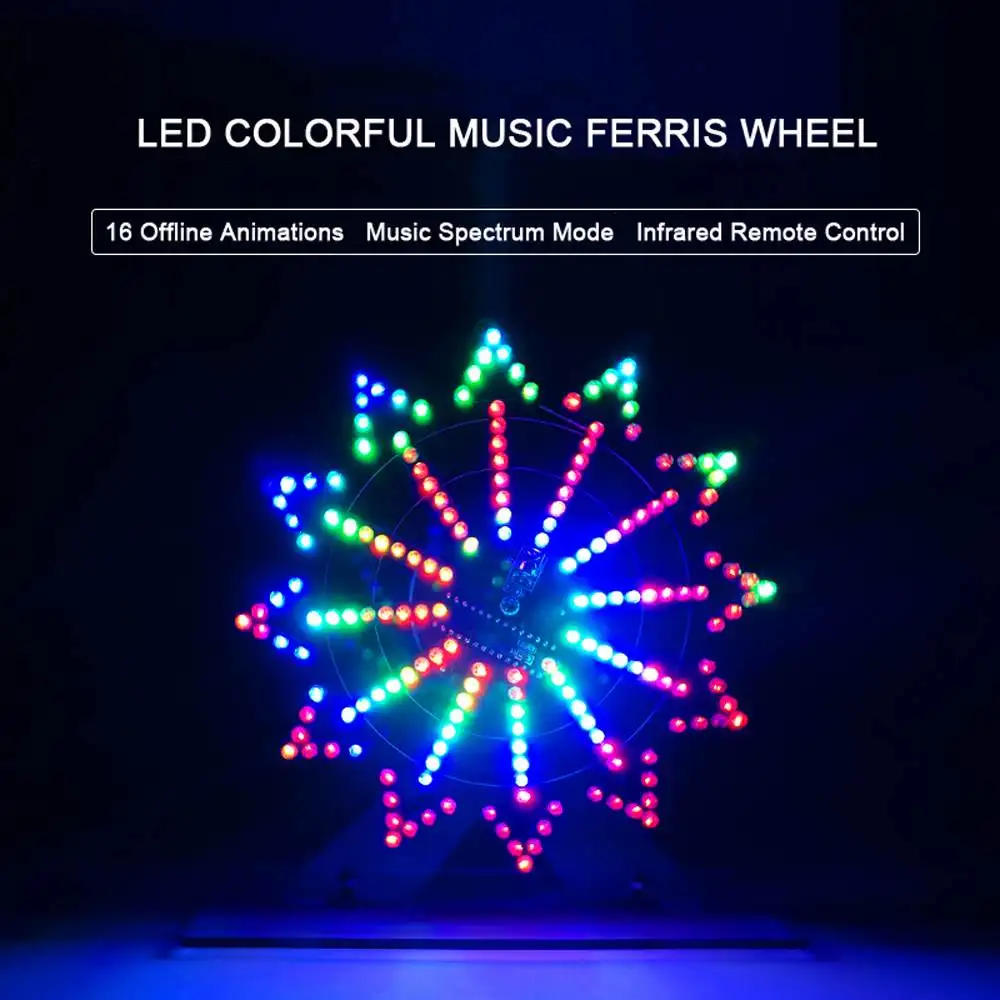Набор для творчества музыкальный цветной светодиодный автоматический вращающееся колесо обозрения комплект электронных компонентов DIY производство музыкального спектра