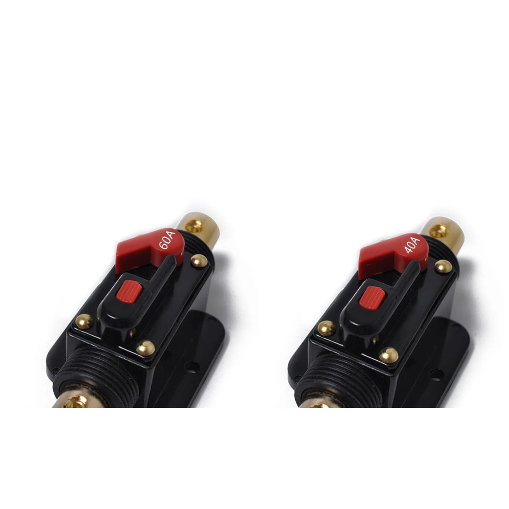 2Pcs Replacement 12V Car Audio Circuit Breaker Protection Fuse Distribution Block 4-8 AWG Wire 40/60A
