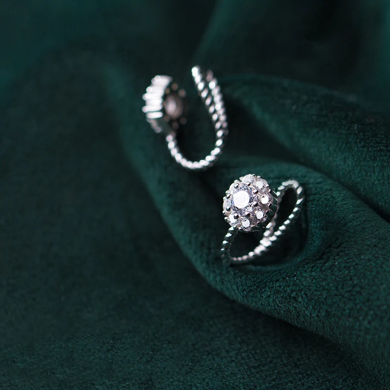 

MloveAcc Clear CZ Ball Clip Earrings for Women AAA Cubic Zirconia 925 Sterling Silver without Ear Hole Fashion Jewelry