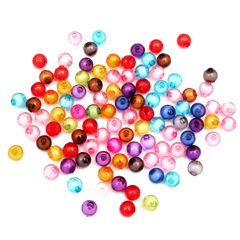 10-100Pcs Round Ball Clear Acrylic Double Bead For Jewelry Marking Diy Loose Spacer Bracelet Charm Finding | Украшения и