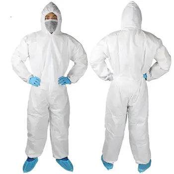 

2020 Solid Hoodied Anti Dust Waterproof Anti Bacterial Reusable Protection Integral Suit Splash Protection Isolation Clothing