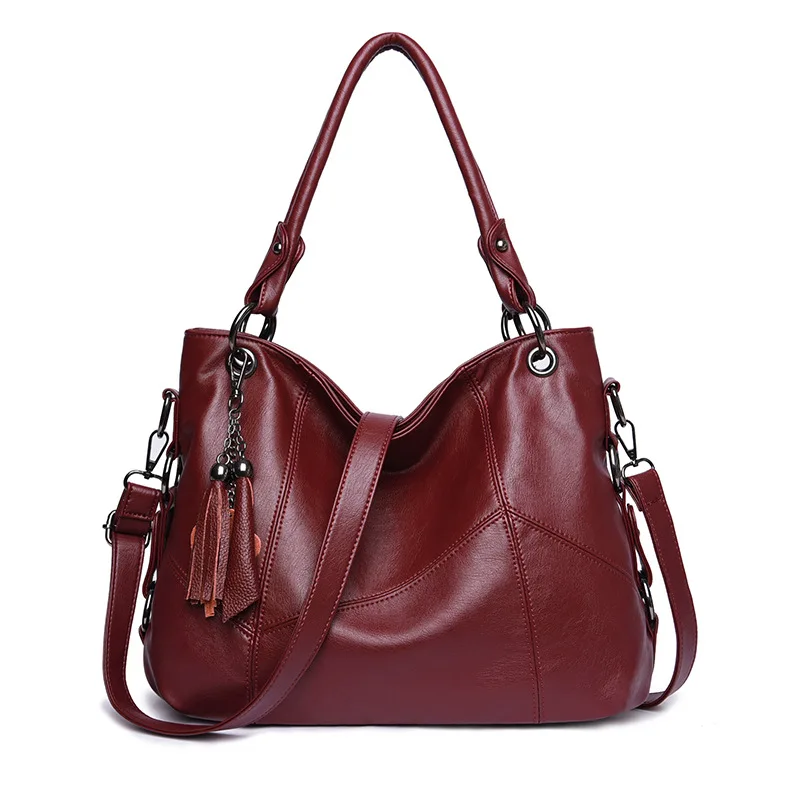 Женская сумка, женские сумки из натуральной кожи, женские портативные сумки на плечо, Офисная Женская сумка в стиле кэжуал сумка Feminina - Цвет: Бургундия