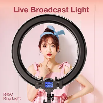 

Pixel 19 inch Ring Light Photography light for tik Youtube tiktok tok led rim of lamp with mobile Holder large tripod stand