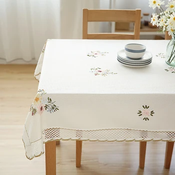 

Printed Floral Cotton Dining Table Tablecloth Hollow Lace Tablecloth Home Decoration Tea Restaurant Tablecloth Hot