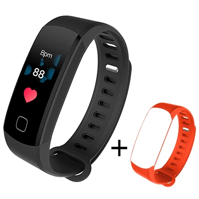 Black add red strap ALANGDUO USB умный Браслет 0,9" цветной экран Непрерывный монитор сердечного ритма для iOS Android приложение водонепроницаемый смарт-браслет - Цвет: Black add red strap