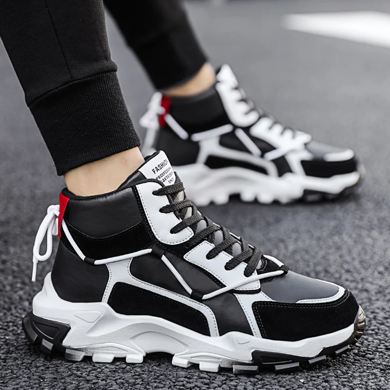 Platform Shoes Men Sneakers Comfortable Street Black Designer Mens Man High Outdoor