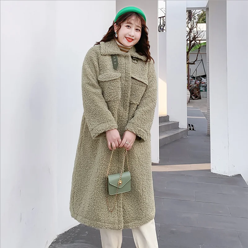 avocado green Новые зимние размера плюс пальто из овчины женские модные милые пальто средней длины INS ветронепроницаемые плотные теплые однобортные пальто Parker - Цвет: avocado green