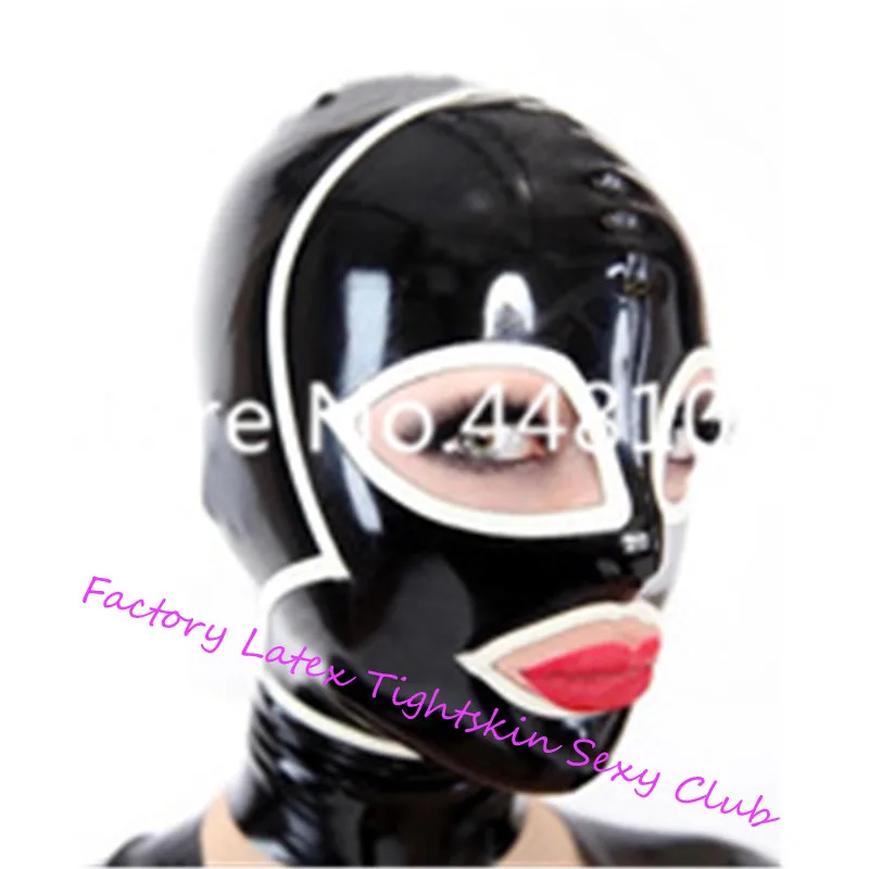Латекс Косплэй маска для век рот нос с планки Фетиш резиновые Кембрики на крючке