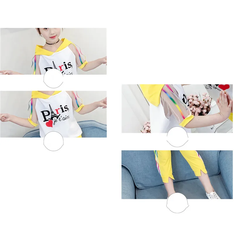 Kids Clothing Set Kids T Shirt Girls Clothing Set Kids Sports Suit Boys Clothing Set Children Sports Suit Kids Sweatshirt Set 4-14T Girls Summer Clothes Set New Fashion Color Striped Hooded Two Pieces Clothing 110-160