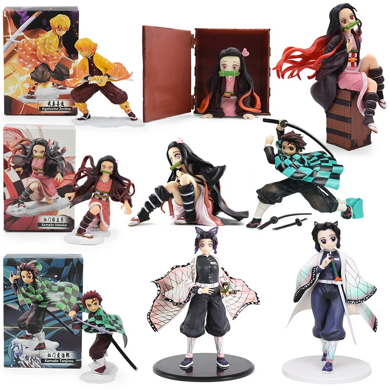 Фигурки из аниме рассекающий демонов ПВХ экшн фигурки Tanjirou Nezuko Zenitsu Kanawo модель