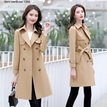 

Windbreaker women's middle and long style autumn 2020 new fashion women's wear foreign style loose and thin British wind coat