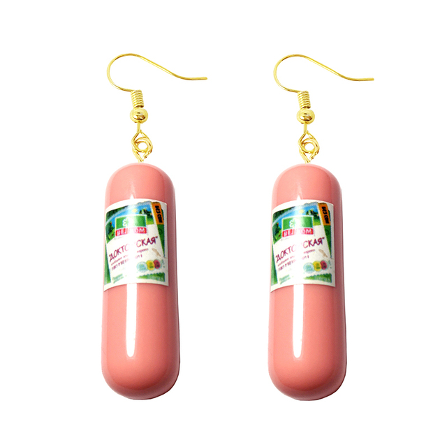 Earring Made Cute Girls Eardrop Funny Gift Sweet Handmade Cartoons Mini Fruit Drink Ham Sausage Toothpaste Shampoo