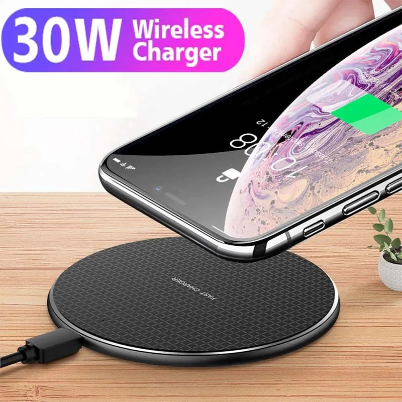 30W Fast Wireless Charger For iPhone 12 11 Pro Max XS X XR 8 Qi Charging Pad for Samsung S9 S10 Xiaomi mi 10 | Мобильные телефоны и