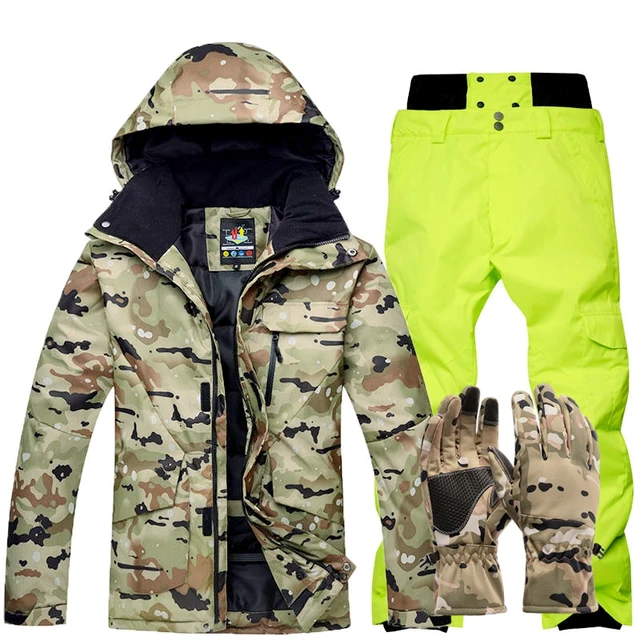 Winter Warm Camouflage Ski Suit Men Skiing Suit Sets Outdoor Snow Clothes Waterproof Windproof Adult Sports Suit
