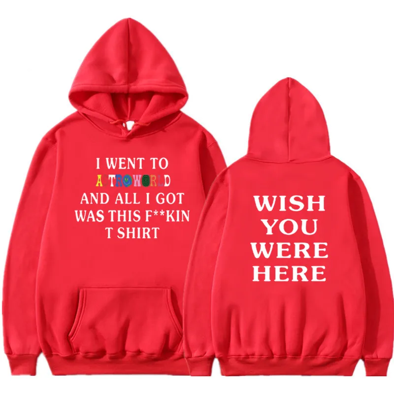22red Новые мужские толстовки с изображением Трэвиса Скотта Astroworld WISH YOU WAS HERE Толстовка Мужская модная толстовка с текстовым принтом мужской/женский пуловер - Color: 22red