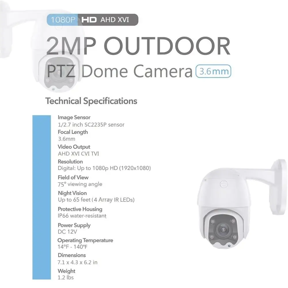 Камера PTZ AHD наблюдения инфракрасная камера 1080P AHD XVI CCTV камера безопасности наружная купольная камера s