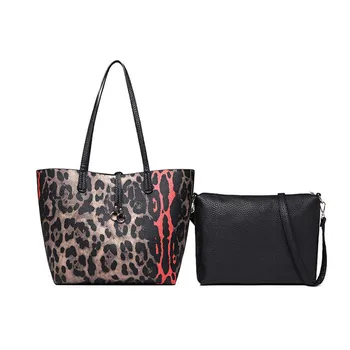 

1set/2pcs Lady Composite Bag Leopard Print Shoulder Bag Female Elegant Handbag Luxury Designer Famous Brand Women Bags 2019 New