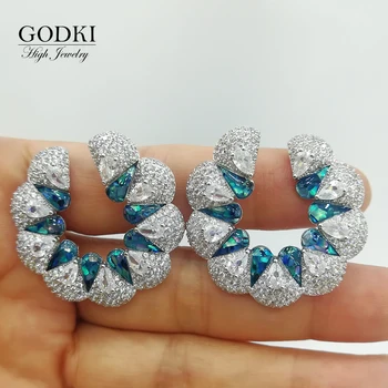 

GODKI Ear party Shell Stud Earrings For Women Wedding Party Cubic Zircon Crystal CZ Dubai Bridal Earrings Fashion Jewelry