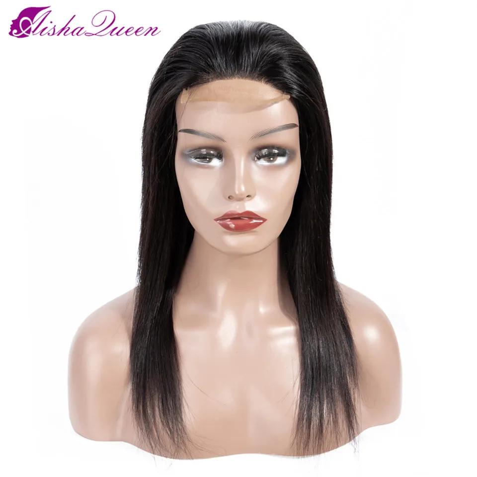 Aisha queen hair 4*4 закрытие человеческих волос парики перуанские прямые волнистые человеческие волосы парик не Реми натуральный цвет кружева парики для женщин