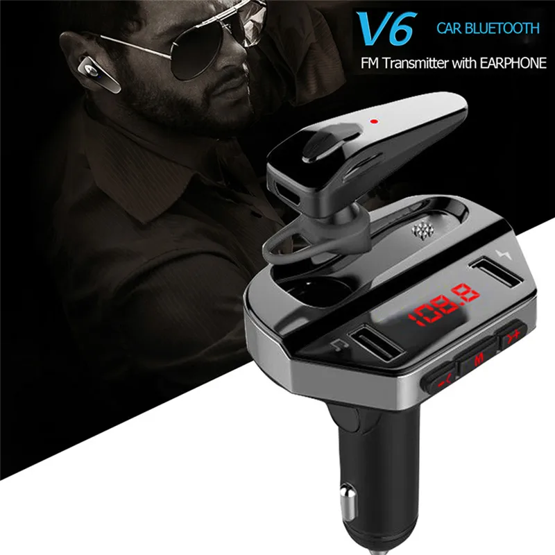 Многофункциональный V6Vehicle MP3 Bluetooth плеер автомобиля заряженный беспроводной Bluetooth гарнитура fm-приемник автомобильные аксессуары Орнамент