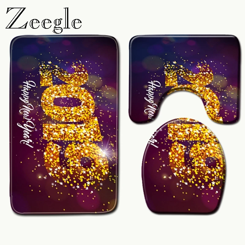 Zeegle 3 шт./компл. коврик для ванной комнаты с принтом коврик для душа нескользящий коврик для ванной набор коралловый флис пол коврик для ванной водопоглощающие коврики