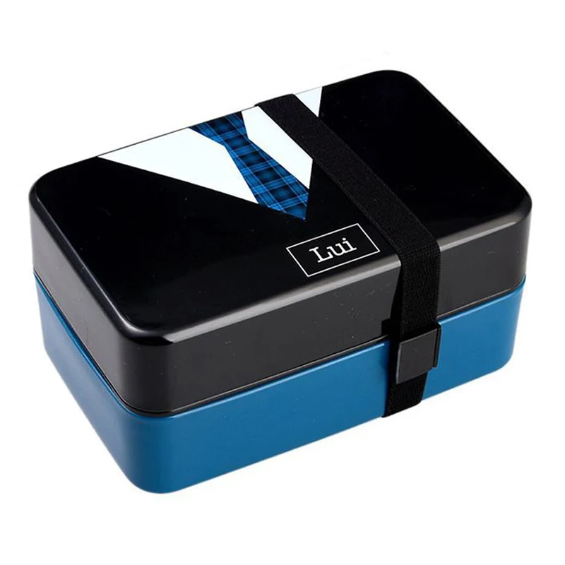 

730Ml Tie Lunch Box Bento Box For Girls Lady Children Sushi Lunchbox Food Container With Dinnerware Microwave Applicable Blue