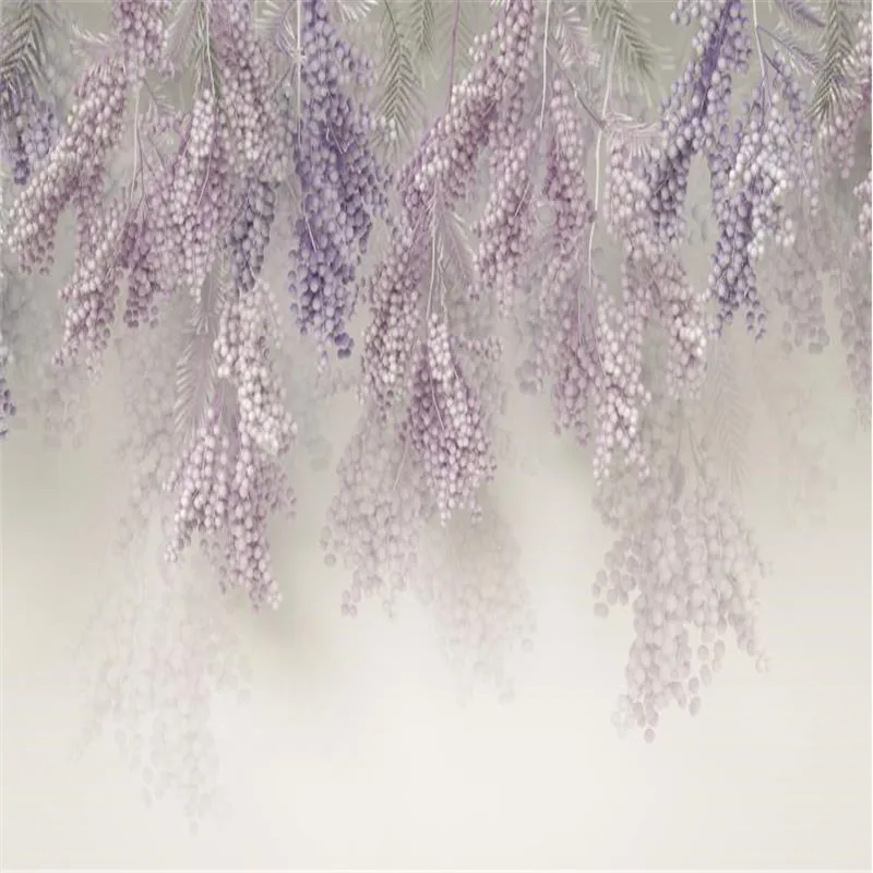 Large 3D wallpaper mural custom purple flower 3D three-dimensional relief flower bedroom background wallpaper mural