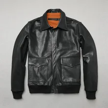 Fartory, новинка, Мужская Черная куртка A2 Pilot, повседневная, Натуральная Воловья кожа, приталенные куртки, российские зимние пальто