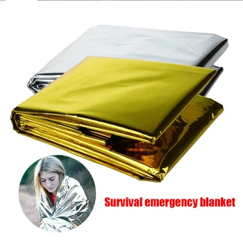 Emergency Blanket Outdoor Survive First Aid Rescue Kit Windproof Waterproof Foil Thermal Blanket for Camping Hiking 4