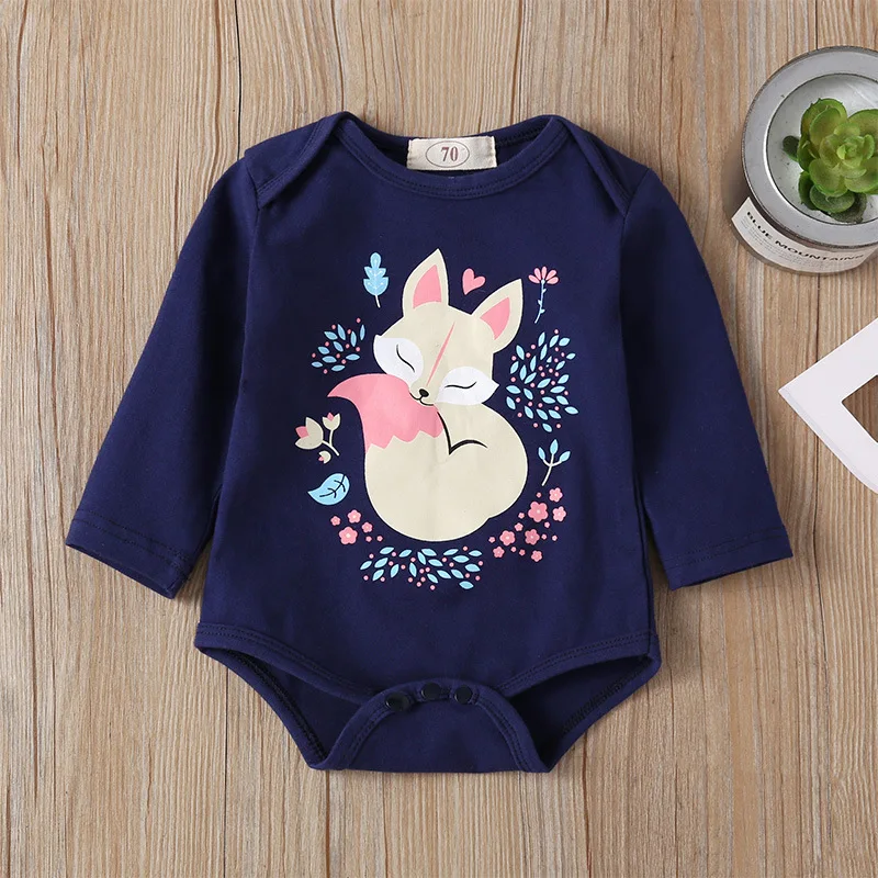 Весенне-осенний комбинезон с длинными рукавами и рисунком лисы для девочек; штаны; шапка
