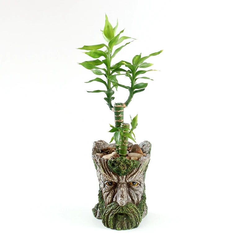 Retro Old Man Face Statue Flower Pot Resin Planter with Drain Holes Container Without Plants for Decorative Gardening | Дом и сад