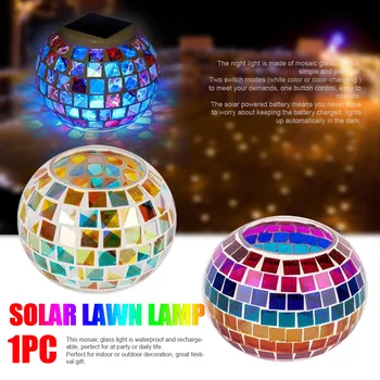 

Mosaic Glass Ball Patio Outdoor Waterproof Solar Lawn Lamp Desktop Led Lantern