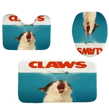 4 шт. Домашний набор декора для ванной комнаты холодный синий фон с рисунком кошки Чехол для унитаза набор ковриков для ванной+ Водонепроницаемая занавеска для душа