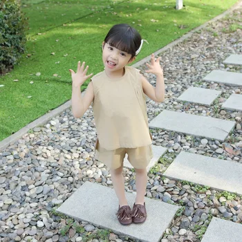 

Girls Summer Baby Suit Children Korean Vest Shorts Two-Piece Set
