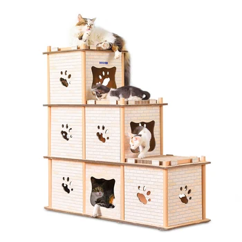 

Net red new replacement double step ladder cat home two-tier three-layer variety selection cat house cat scratch board