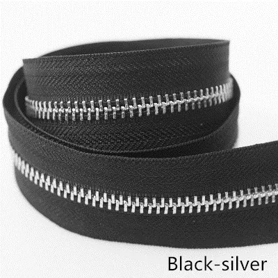 black silver 1/3 ярд Meetee 5# Металлические молнии Открытый портной одежды сумки для дома швейные изделия для одежды пальто одежда молния ремонт аксессуар - Цвет: black silver