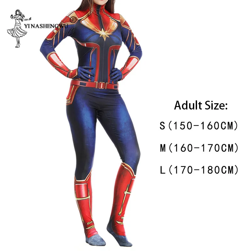 Чудо-Женщина 3D Женщины Девушки фильм версия Марвел Капитан Carol Danvers костюм зентай для косплея боди супергероя костюм комбинезоны - Цвет: Adult Wonder Woman