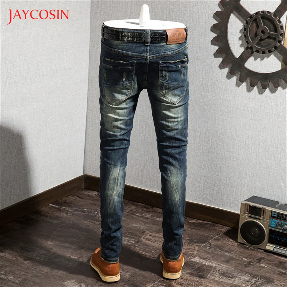 Jaycosin джинсы, весенние модные джинсовые хлопковые плиссированные брюки с карманами, рваные зауженные джинсы, узкие брюки