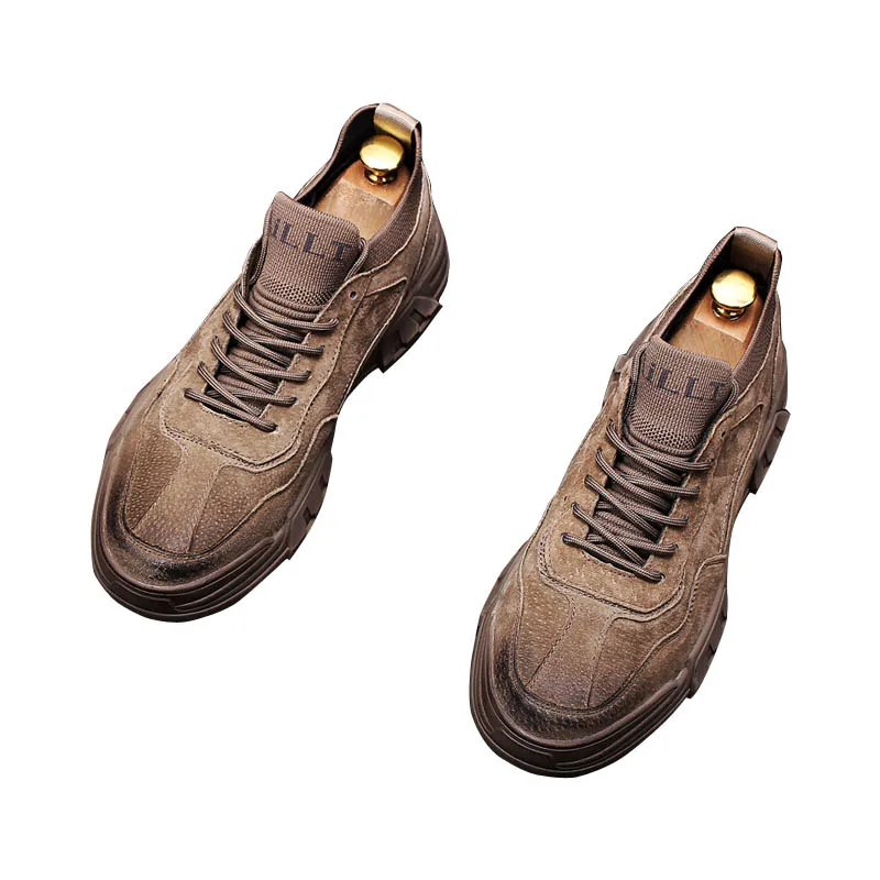 New Men British suede vintage Fashion lace-up Causal flat platform shoes designer Male high-quality Loafers apatos de novio