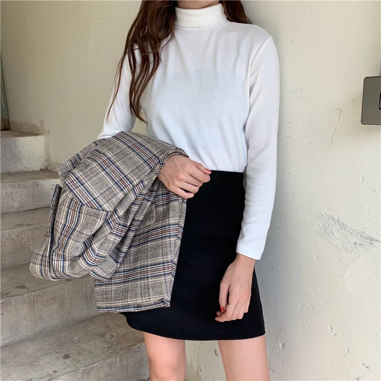 Photo Shoot Autumn Loose Retro Plaid Suit Jacket Women's Versatile Casual Suit