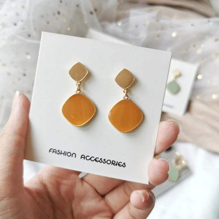 Stud Earrings Coffee Простой кофе Квадратный Кулон клип на серьги нерегулярные мульти серьги амулеты - Окраска металла: Stud Earrings Coffee