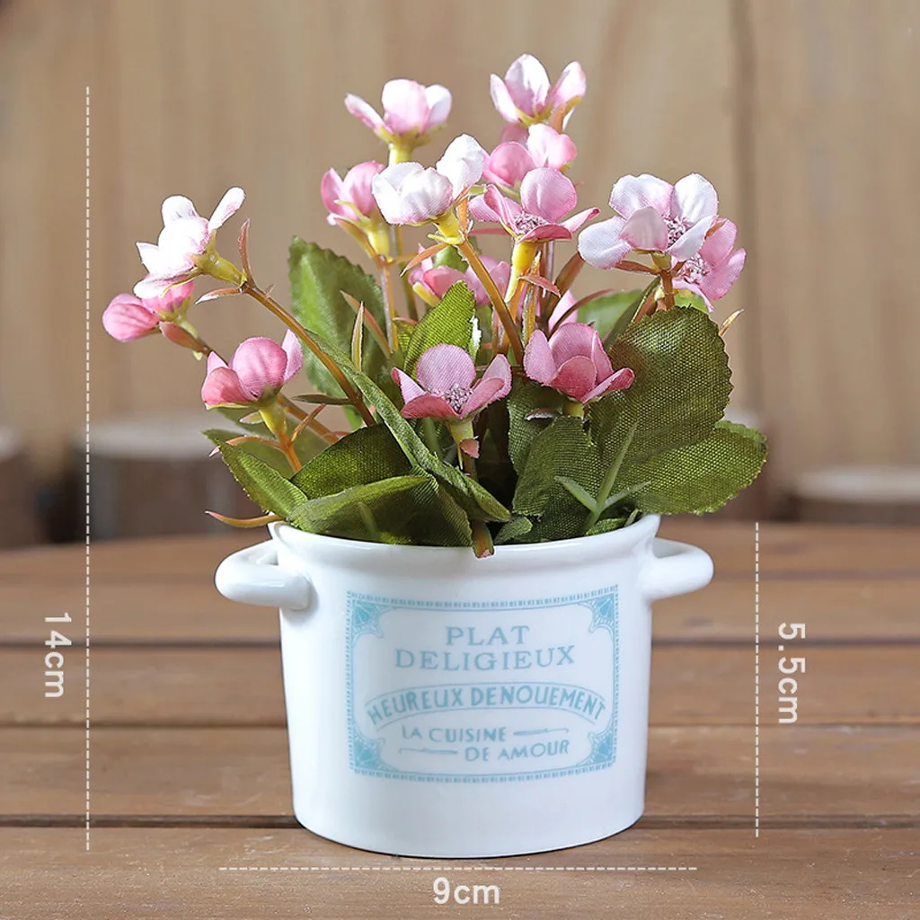 3 New Simulated plant bonsai fashion Ceramic Pots Artificial Plants Potted Living Room Desk Decorative Flowers#pingyou - Цвет: 3