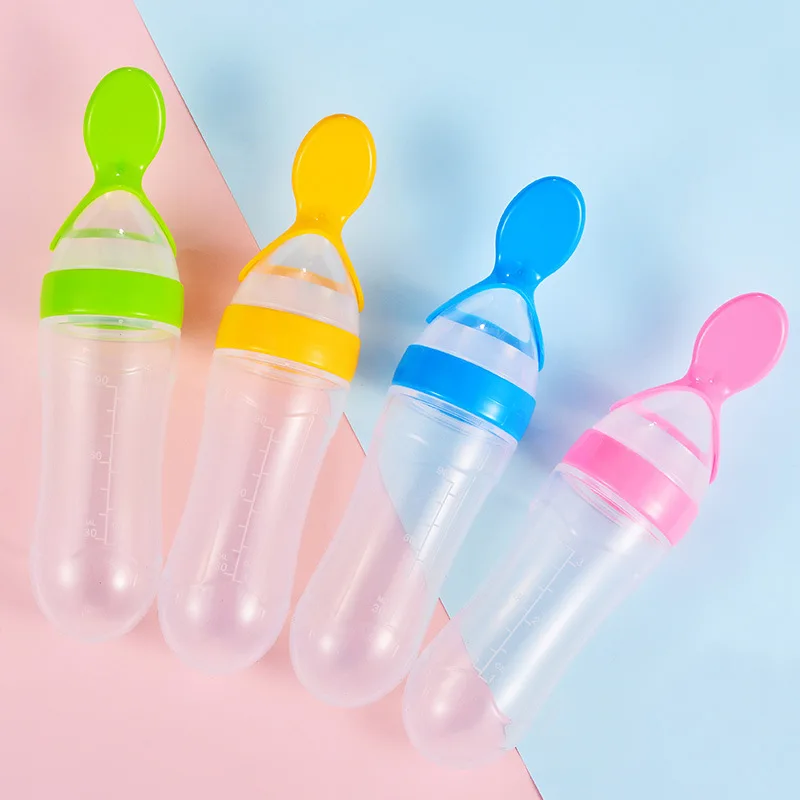 accessorio alimentare per riso cucchiaio per latte cereali tazza Cucchiaio utile in silicone – Bottiglia per bambini con cucchiaio 
