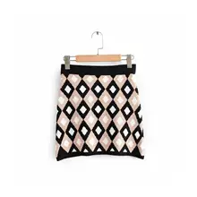 Повседневные Черные женские ромбовидные квадратные сетчатые короткие юбки весна-осень новая мода прямые женские юбки элегантные натуральные юбки