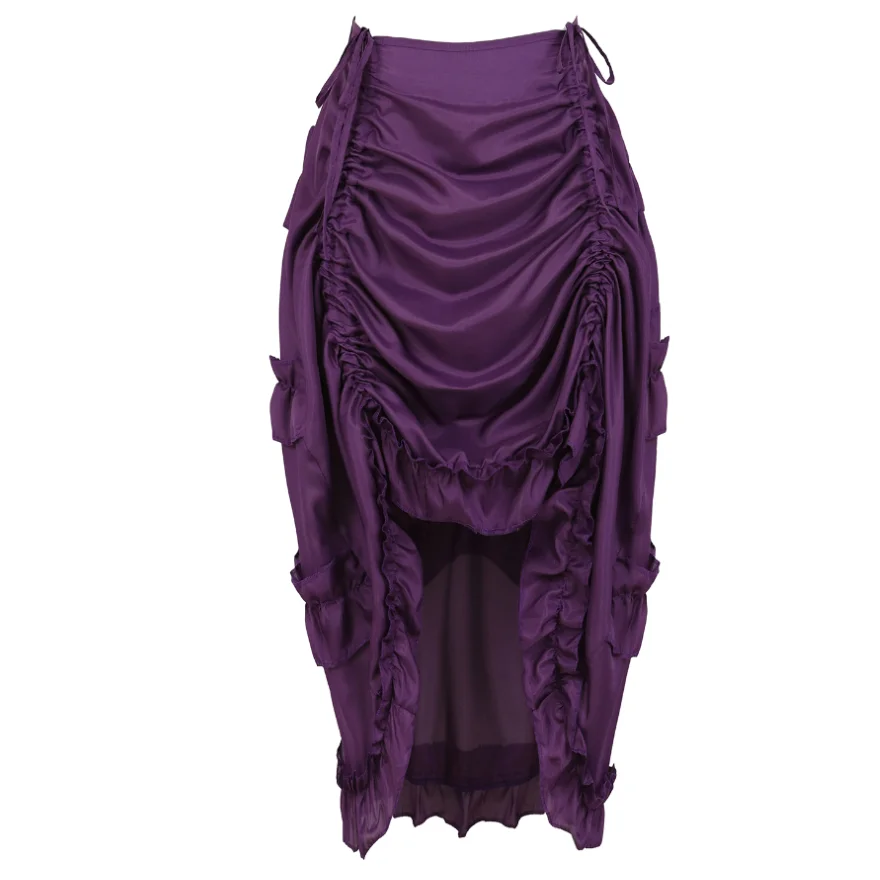 Women Steampunk Gothic Irregular Ruffles Pirate Skirt Asymmetrical Pleated High Low Dancing Skirts Plus Size Halloween Costumes 5