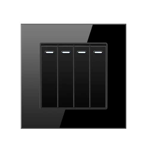 4 Gang 1 Way Хрустальная стеклянная панель, USB порт для зарядки, 2.1A, настенное зарядное устройство, светодиодный индикатор, 13А, английская розетка, выключатель, розетка, черный цвет, 1, 2, 3, 4 комплекта - Цвет: 4 Gang 1 Way